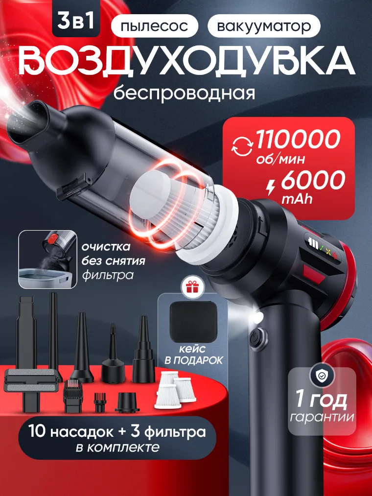 Карточка «Воздуходувка 3в1» — инфографика для маркетплейса (Авто · Дом)
